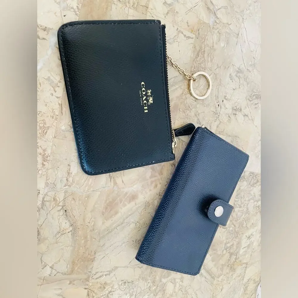 bundle  2 pc of Coach Black Wallet and Keychain Set